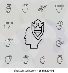 Armor, shield, head icon. Universal set of creative thinking for website design and development, app development