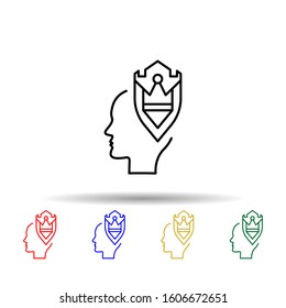 Armor, shield, head multi color style icon. Simple thin line, outline vector of creative thinking icons for ui and ux, website or mobile application