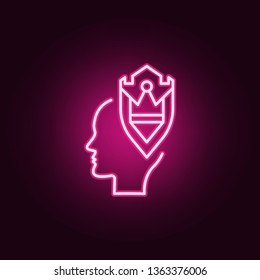 Armor, shield, head neon icon. Elements of Creative thinking set. Simple icon for websites, web design, mobile app, info graphics