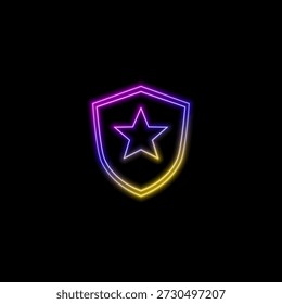 Design de escudo de néon estilo armadura.
