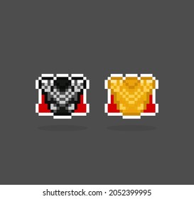Armor suit pixels. Vector illustration of 8 bit game assets.