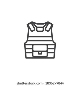Armor vest line icon. linear style sign for mobile concept and web design. Bulletproof vest outline vector icon. Symbol, logo illustration. Vector graphics