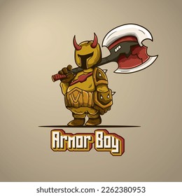 Armor Warrior Soldier Boy Character Design Illustration Vector