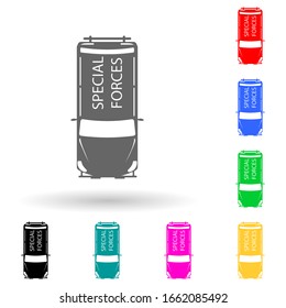 Armored Assault Wagon multi color style icon. Simple glyph, flat vector of transport view from above icons for ui and ux, website or mobile application