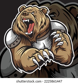 armored bear is a angry bear with armor it can use for gaming logo e sport logo or anything else