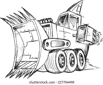 Armored Bulldozer Vehicle Sketch Vector Illustration 