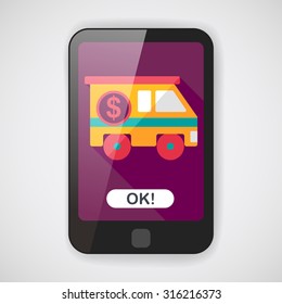 Armored car flat icon with long shadow,eps10