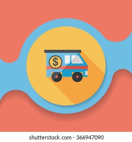 Armored car flat icon with long shadow,eps10