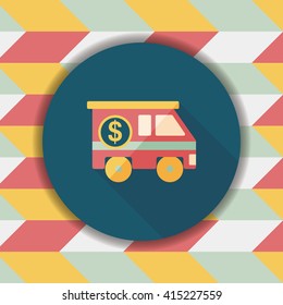 Armored car flat icon with long shadow,eps10