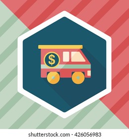 Armored car flat icon with long shadow,eps10