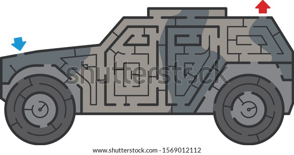 Armored car\
maze. It is suitable for brain\
training.