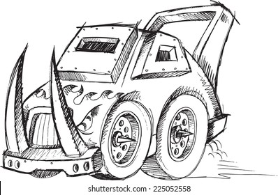 Armored Car Vehicle Sketch Vector Illustration Art