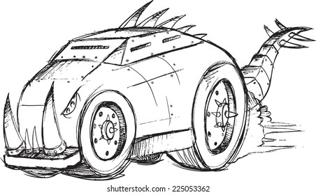 Armored Car Vehicle Sketch Vector Illustration Art