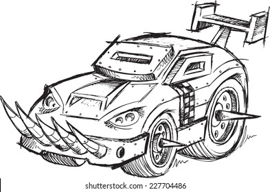 Armored Car Vehicle Sketch Vector Illustration Art