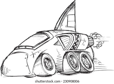 Arte de ilustración del vector de esbozo del vehículo de automóvil blindado