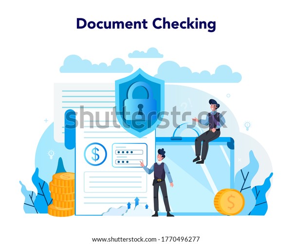 Armored cash truck security concept. Money\
collecting and protection. Professional bank staff in bulletproof\
uniform. Vector isolated\
illustration.