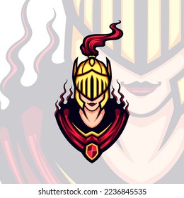 Armored Golden Helmet Valkyrie Vector Mascot