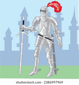 Armored Knight wiith Long Sword Claymore - Vector