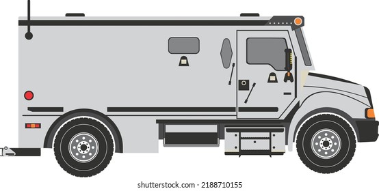 Armored Money Truck Side View in Light Grey Color