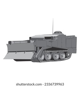 Vehículo blindado de transporte de tropas. Ilustración de estilo plano de elemento vector. Vista lateral. APC aislado en blanco. Vehículo militar