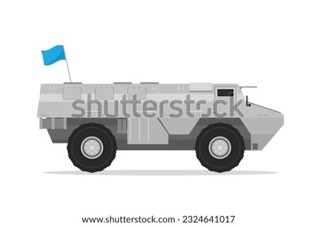 Armored personnel carrier. Vector element flat style illustration. Side view. Isolated APC on white. Military Vehicle