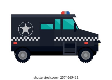 armored police truck side view isolated icon