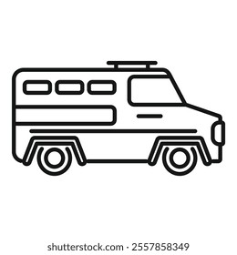 Armored police van side view line icon illustration