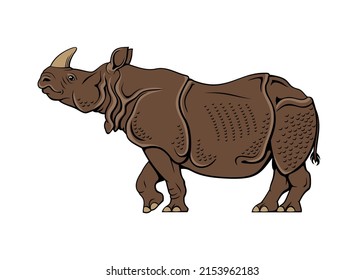 Armored Rhino. Vector Clipart Isolited On White.