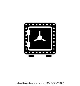 Armored Safe. Flat Vector Icon. Simple black symbol on white background