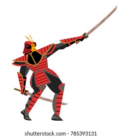armored strong samurai with swords