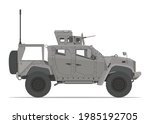 Armored Tactical Off Road Car Isolated Detailed Vector Illustration