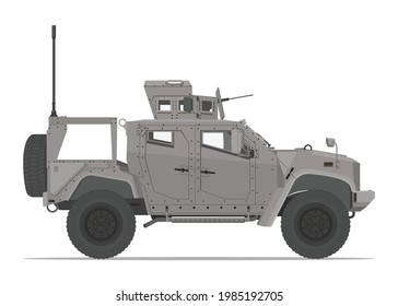 Armored Tactical Off Road Car Isolated Detailed Vector Illustration