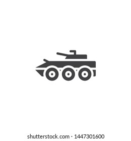 Armored tank vector icon. filled flat sign for mobile concept and web design. Military tank glyph icon. Symbol, logo illustration. Vector graphics