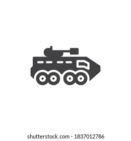 Armored tank vector icon. filled flat sign for mobile concept and web design. Military Tank glyph icon. Symbol, logo illustration. Vector graphics