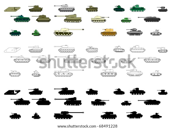 Armored Tanks First Second World Wars Stock Vector (Royalty Free) 68491228