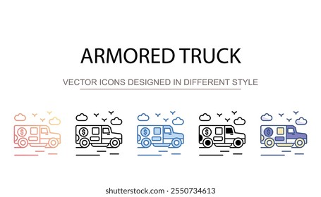 Armored Truck icon design with white background stock illustration