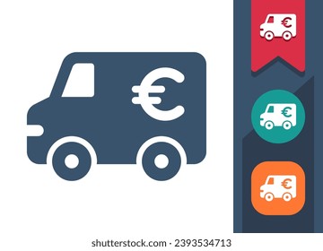 Armored Truck Icon. Money, Van, Euro. Professional, pixel perfect vector icon.
