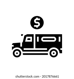 armored truck transport glyph icon vector. armored truck transport sign. isolated contour symbol black illustration