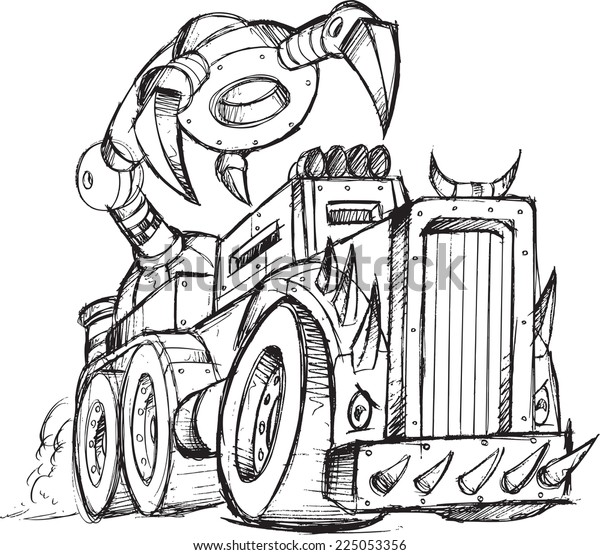Armored\
Truck Vehicle Sketch Vector Illustration\
Art