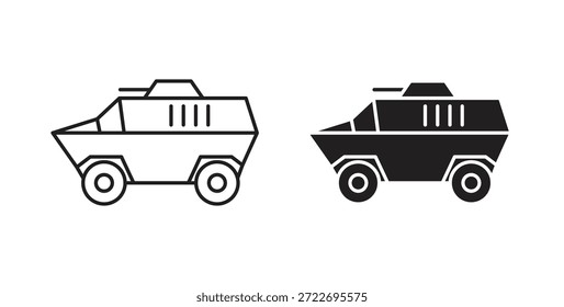 Icono de vehículo blindado Ilustración vectorial aislada. Pictograma de Vector para Web y App