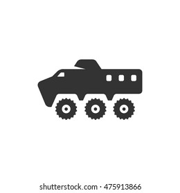 Armored Vehicle Icon In Single Color. Military Army Transportation Bullet Proof