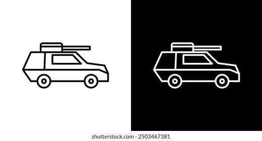 Conjunto de iconos de Vector de línea delgada de vehículo blindado.
