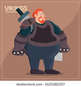 Blindado vikingo con espada. Ilustración vectorial