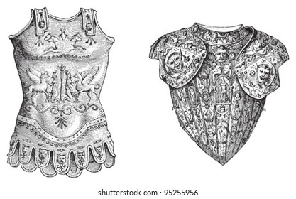 Armour breastplate (Cuirass) / illustration from Meyers Konversations-Lexikon 1897