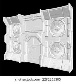 Vector de puerta del búnker de blindaje 12. Ilustración Aislada En Fondo Negro. Ilustración vectorial De Una Puerta De Armor.