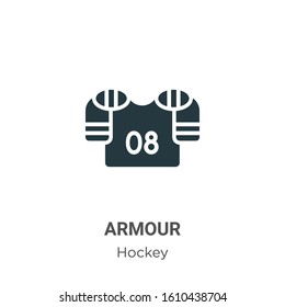 Armour glyph icon vector on white background. Flat vector armour icon symbol sign from modern hockey collection for mobile concept and web apps design.