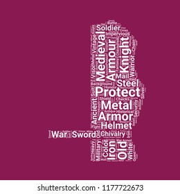 armour word cloud. word cloud of armour shape can be use for blog.