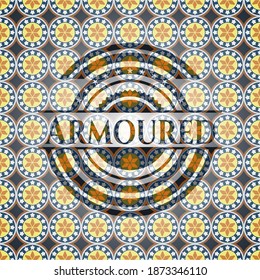 Armoured arabesque badge background. arabic decoration. 