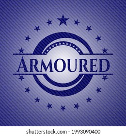 Armoured badge with jean texture. Vector Illustration. Detailed. 