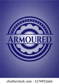 Armoured emblem with jean background